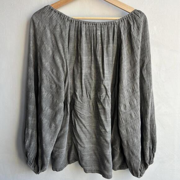 Sam and Lavi Women's Small Grey Long Sleeve Scoop Neck Button Down Blouse Top - Picture 10 of 10